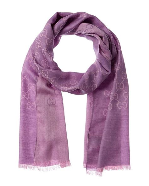 gucci logo small jacquard wool & silk-blend scarf|gucci women's pea coat.